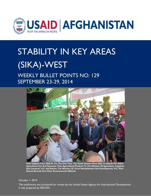 SIKA-WEST WEEKLY BULLET POINTS NO. 129: Sep 23-29, 2014