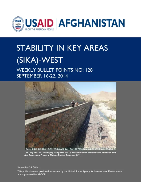 SIKA-West Weekly Bullet Points No. 128: September 16-22, 2014