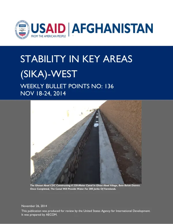 Stability in Key Areas (SIKA) - Weekly Bullet Points No. 136