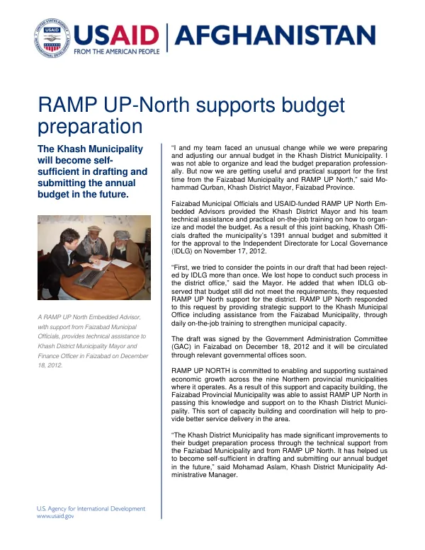 RAMP UP North 2012-12 Success Story - Faizabad Budgeting