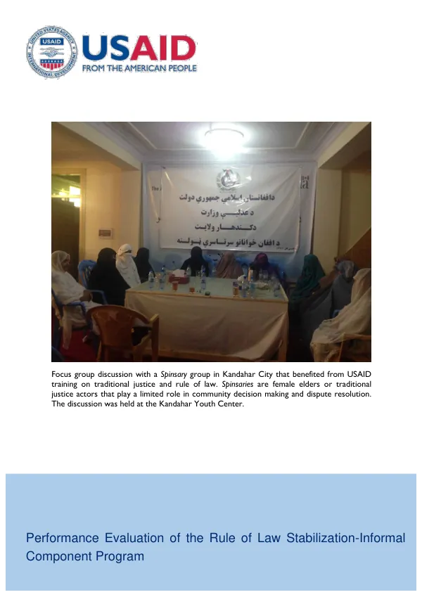 Performance Evaluation of the Rule of Law Stabilization - Informal Component Program
