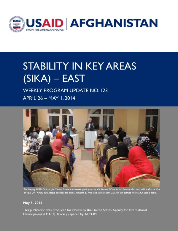 Stability in Key Areas (SIKA) – East Weekly Program Update: April 26 – May 1, 2014