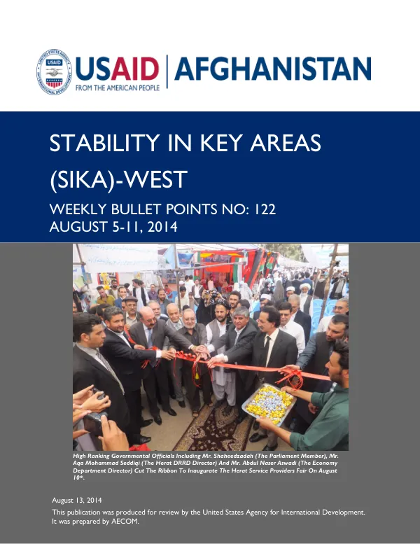 SIKA-West Weekly Bullet Points No. 122: August 5-11, 2014