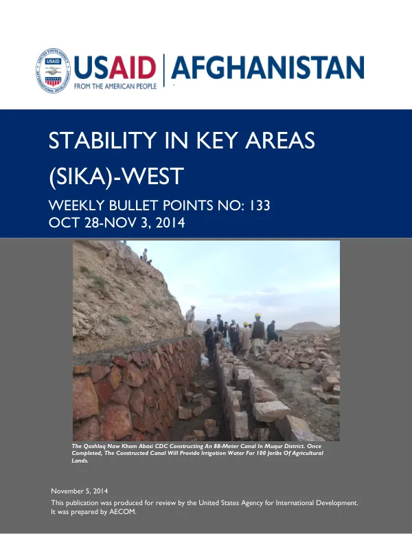 SIKA-West Weekly Bullet Points No. 133: Oct 28- Nov 3, 2014