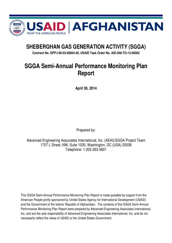 SGGA Semi-Annual Performance Monitoring Plan Report