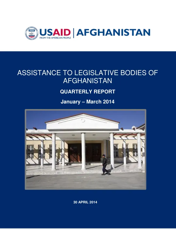 Assistance to Legislative Bodies of Afghanistan (ALBA) Quarterly Report: January to March 2014