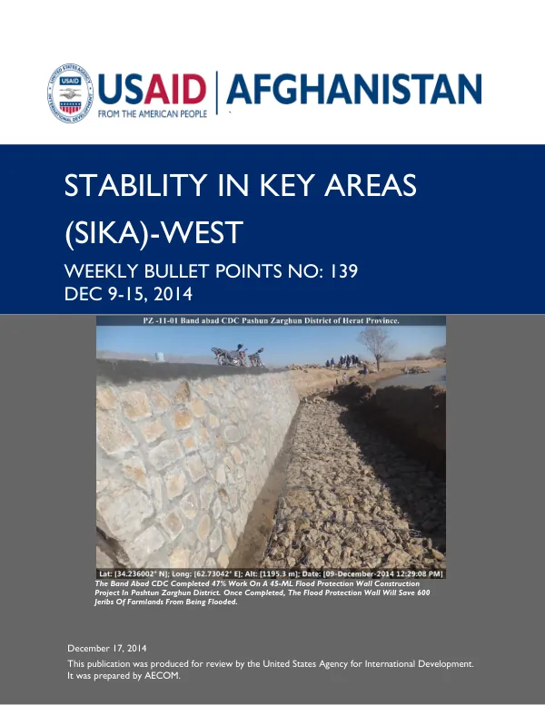 SIKA-West Weekly Bullet Points No. 139: Dec 9-15, 2014