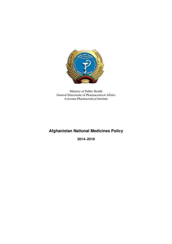 Afghanistan National Medicines Policy 2014–2019
