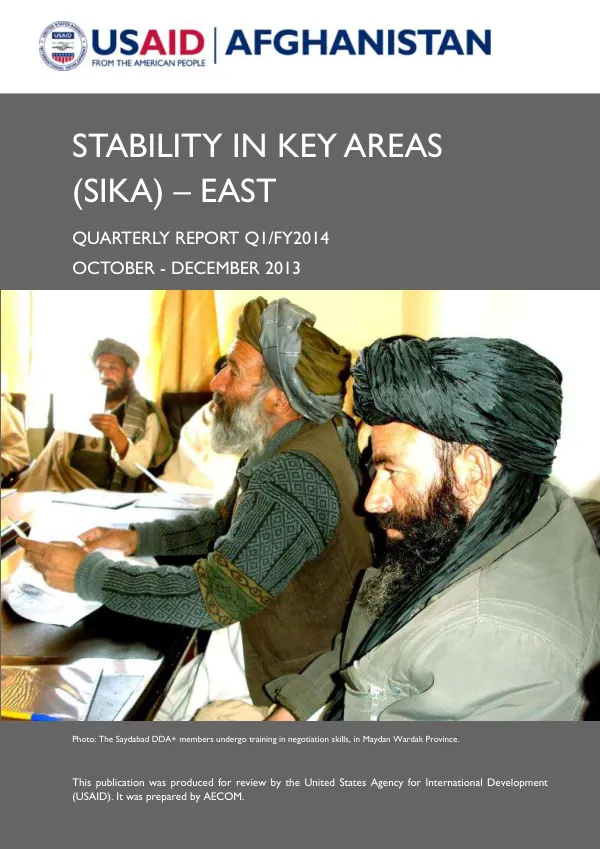 Stability in Key Areas (SIKA) - East Quarterly Report Q1FY2014