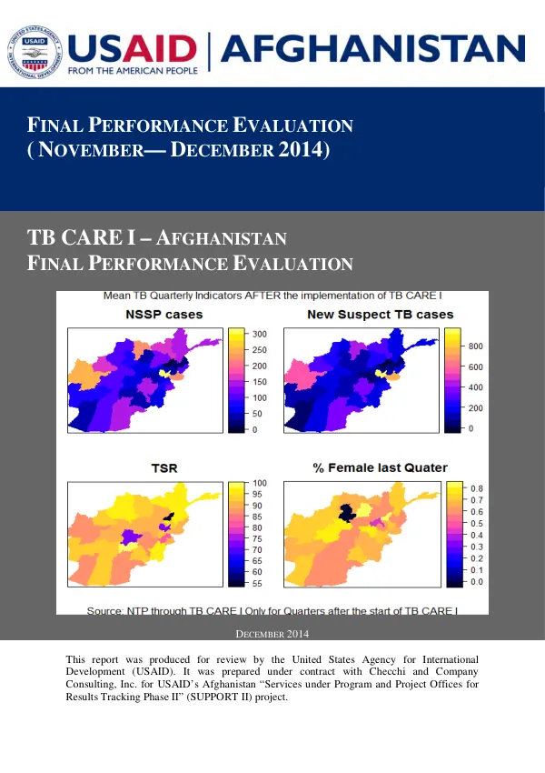 Final Performance Evaluation TB CARE I - Afghanistan