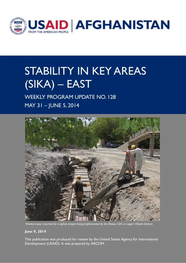 Stability in Key Areas (SIKA) – East Weekly Program Update