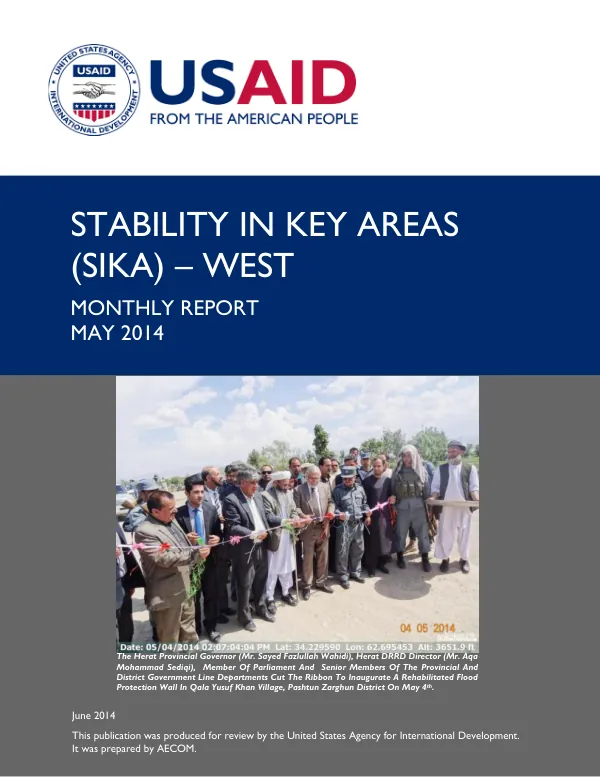 Stability In Key Areas (SIKA) – West / Monthly Report – May 2014