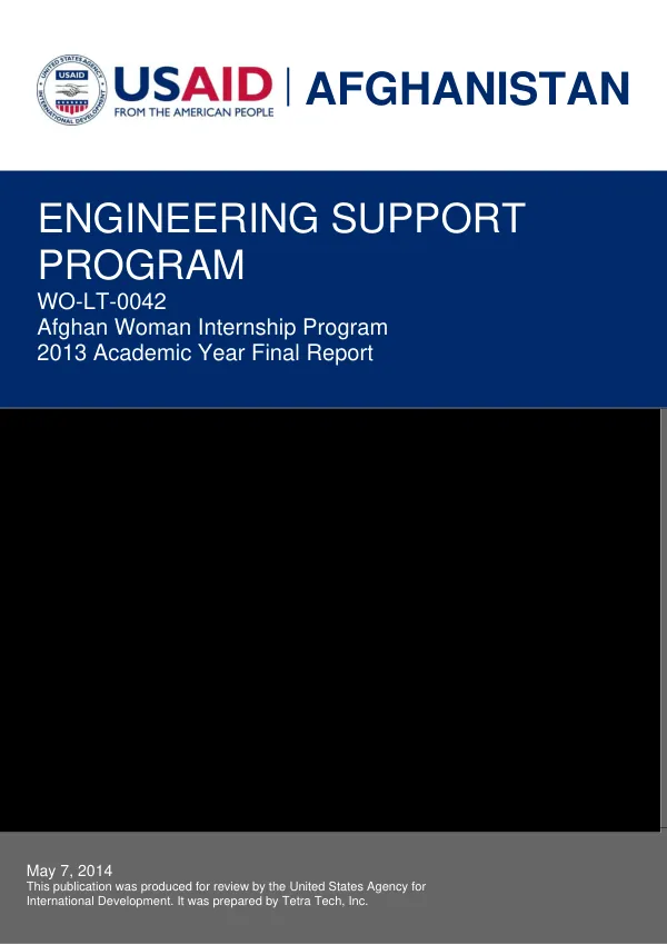 2013 Academic Year Final Report: Afghan Woman Internship Program