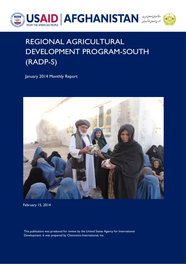Regional Agricultural Development Program-South January 2014 Monthly Report