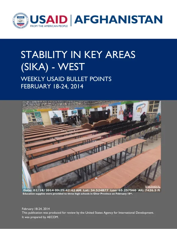 Stability in Key Areas (SIKA) –West Weekly Report, February 18-24, 2014