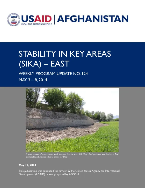 SIKA-EAST Weekly Program Update: May 3 – 8, 2014