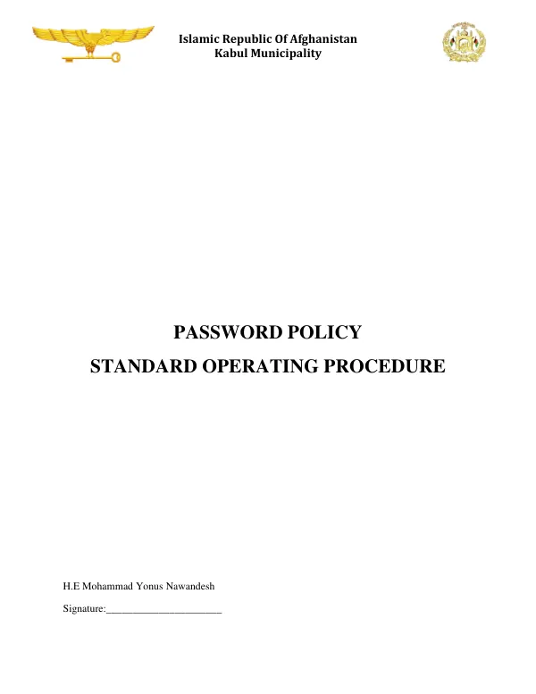 Standard Operating Procedure: PASSWORD POLICY
