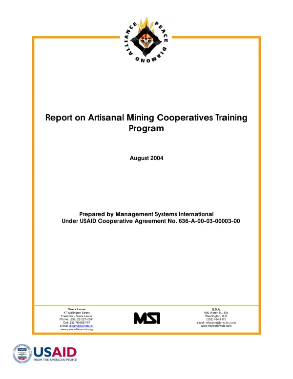 Report on artisanal mining cooperatives training program