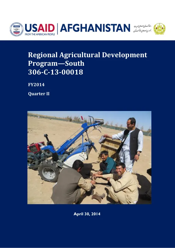 Regional Agricultural Development Program-South January – March 2014 Quarterly Report