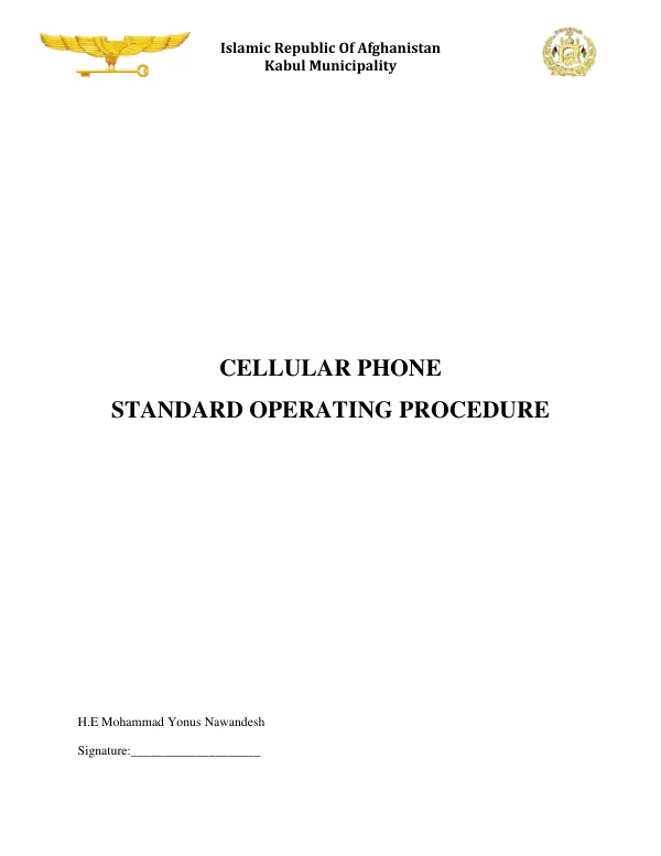 Cellular Phone Standard Operating Procedure