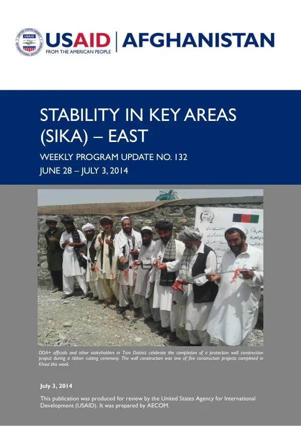 SIKA-EAST Weekly Program Update: June 28 – July 3, 2014