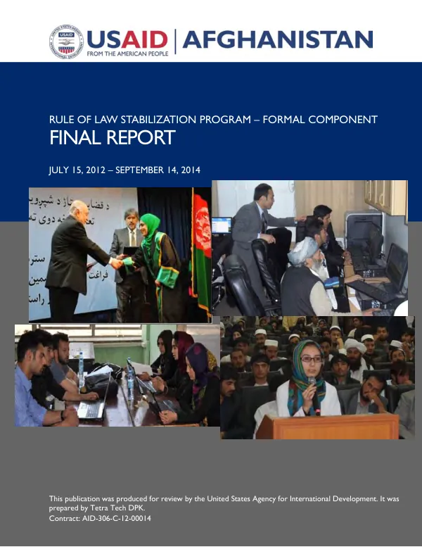 Rule of Law Stabilization Program – Formal Component Final Report
