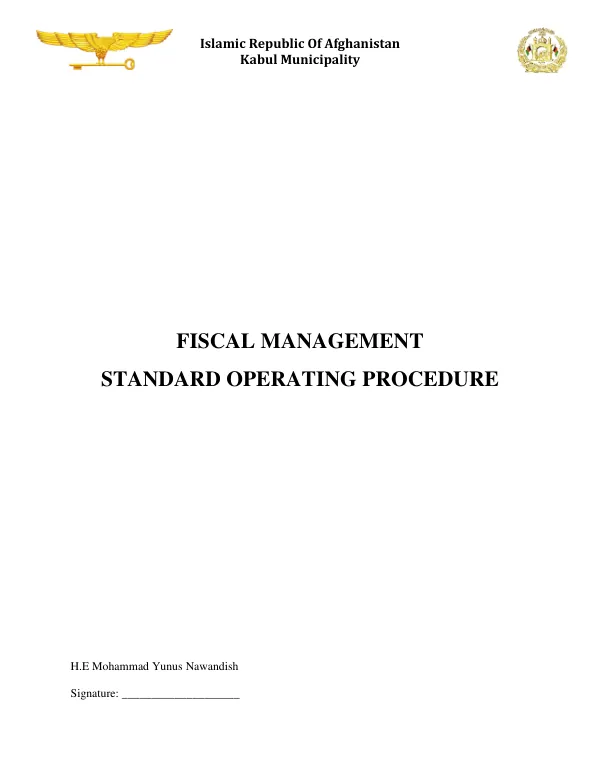 Standard Operating Procedure for Fiscal Management in Kabul Municipality