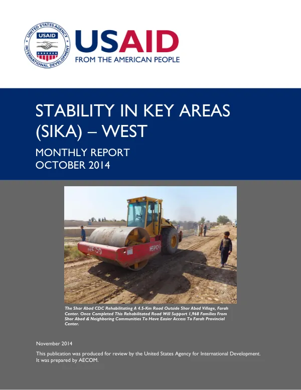 Stability In Key Areas (SIKA) – West / Monthly Report – October 2014