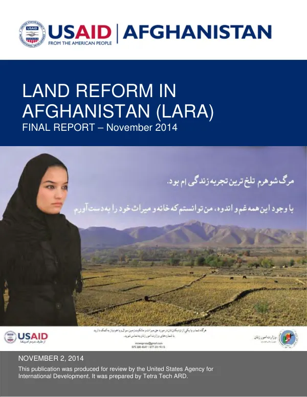 USAID LAND REFORM IN AFGHANISTAN (LARA): FINAL REPORT
