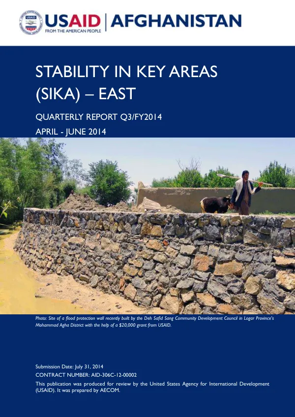 Stability in Key Areas (SIKA) - East Quarterly Report Q3/FY2014
