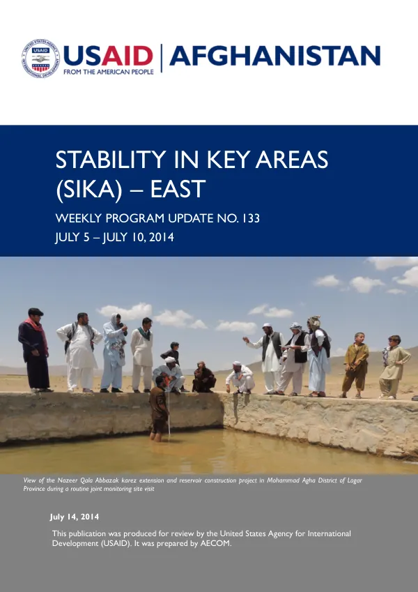 Stability in Key Areas (SIKA) – East Weekly Program Update: July 5 – July 10, 2014