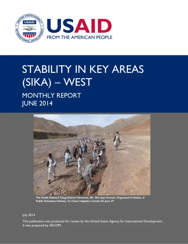 Stability In Key Areas (SIKA) – West / Monthly Report – June 2014