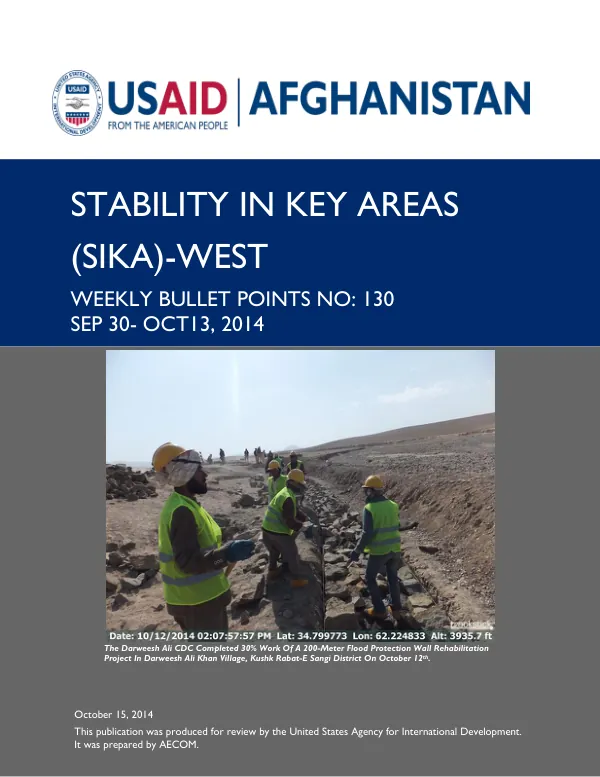 SIKA-West Weekly Bullet Points No. 130: Sep 30-Oct13, 2014