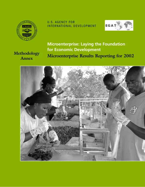 Microenterprise : laying the foundation for economic development -- microenterprise results reporting for 2002 : methodology annex