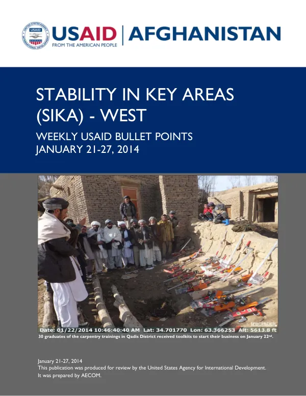 Stability in Key Areas (SIKA) –West Weekly Report, January 21-27, 2014