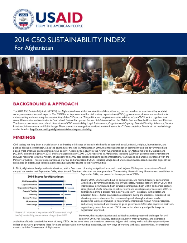 2014 CSO Sustainability Index for Afghanistan