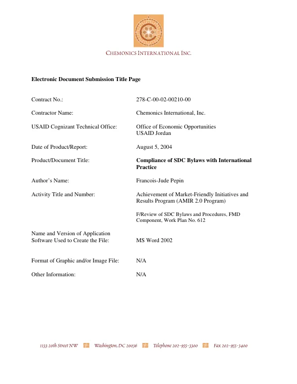 Compliance of SDC [Securities Depository Center] by-laws with international best practice