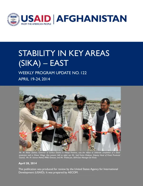 SIKA-EAST Weekly Program Update: April 19 – 24, 2014