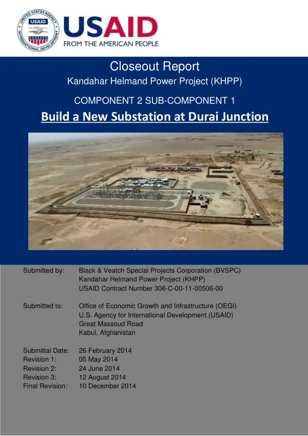 KHPP Subcomponent 2.1 – DJCN Closeout Report