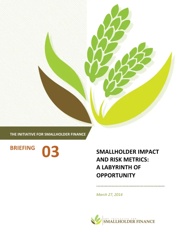 The Initiative for Smallholder Finance Briefing Template