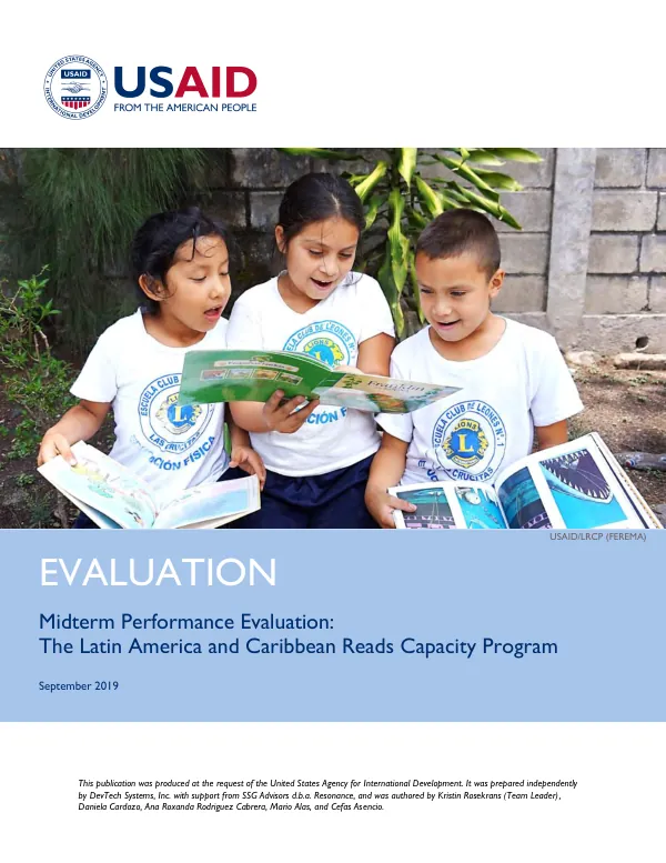 Midterm performance evaluation : the Latin America and Caribbean reads capacity program
