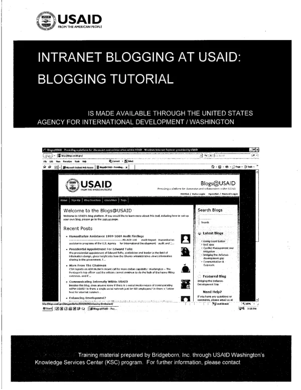 Intranet Blogging at USAID: Blogging Tutorial