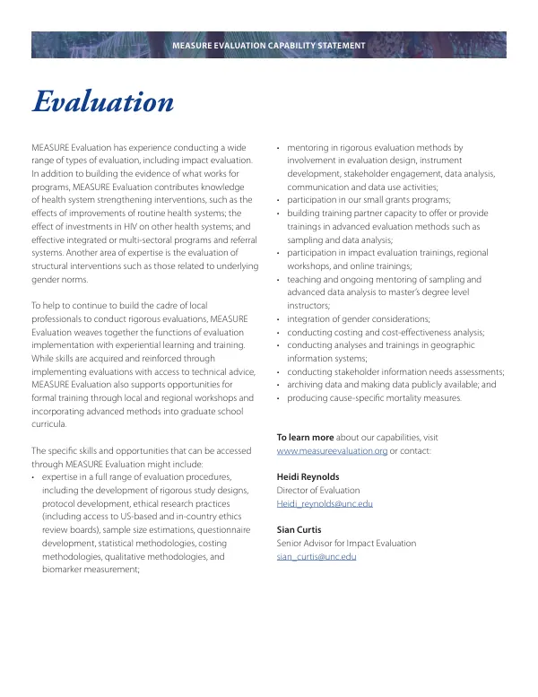 MEASURE Evaluation Capability Statement