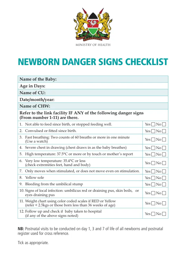 Newborn Danger Signs Checklist
