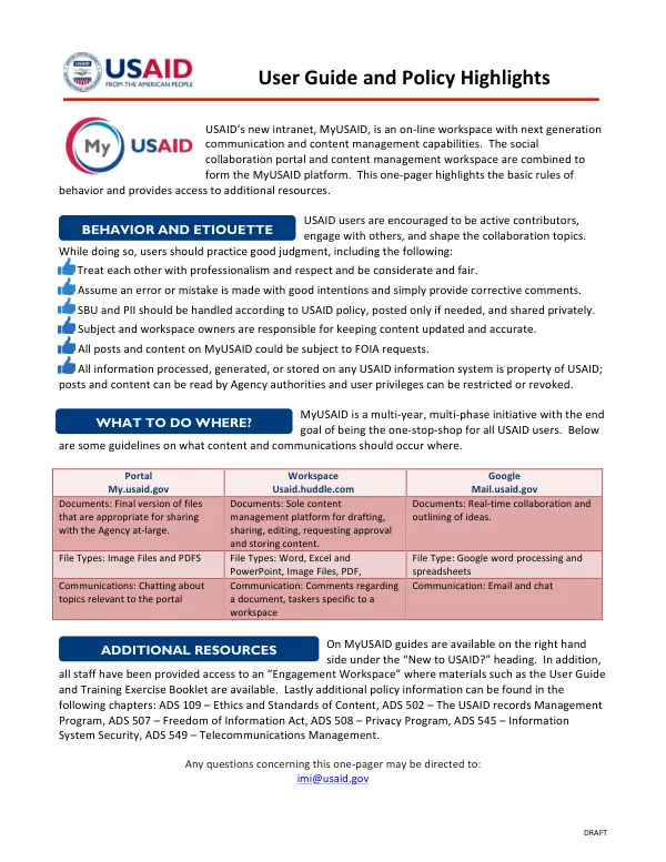 User Guide and Policy Highlights