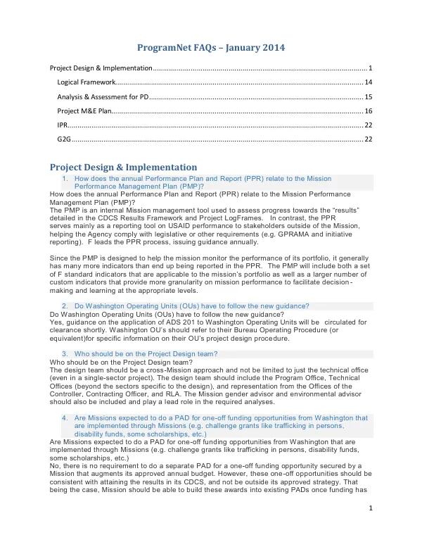 ProgramNet FAQs – January 2014