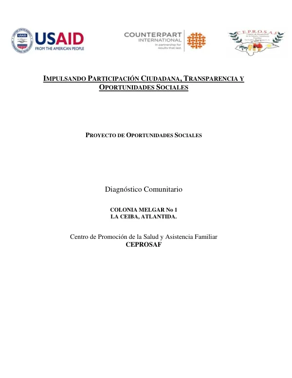 Diagnóstico Comunitario: Colonía Melgar No 1