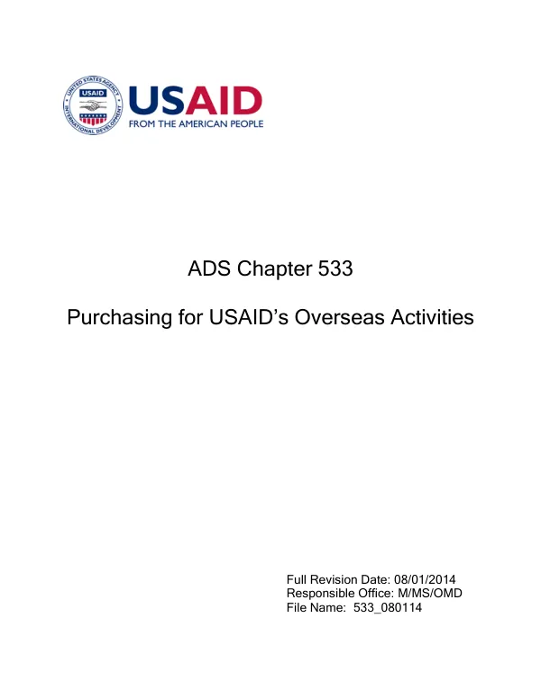 ADS 533 - Purchasing for USAID's Overseas Activities