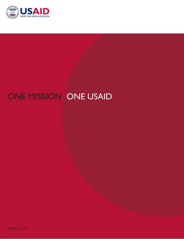 One Mission, One USAID: Ending Extreme Poverty and Promoting Resilient, Democratic Societies