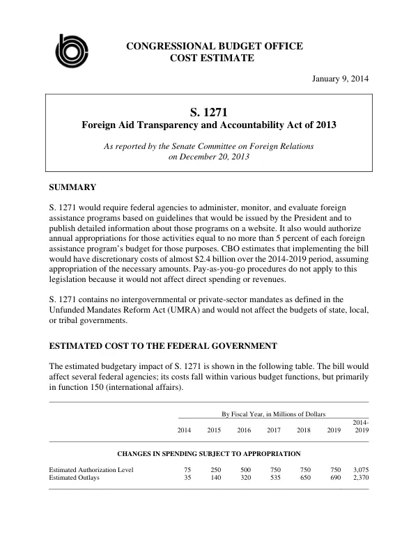Foreign Aid Transparency and Accountability Act of 2013
